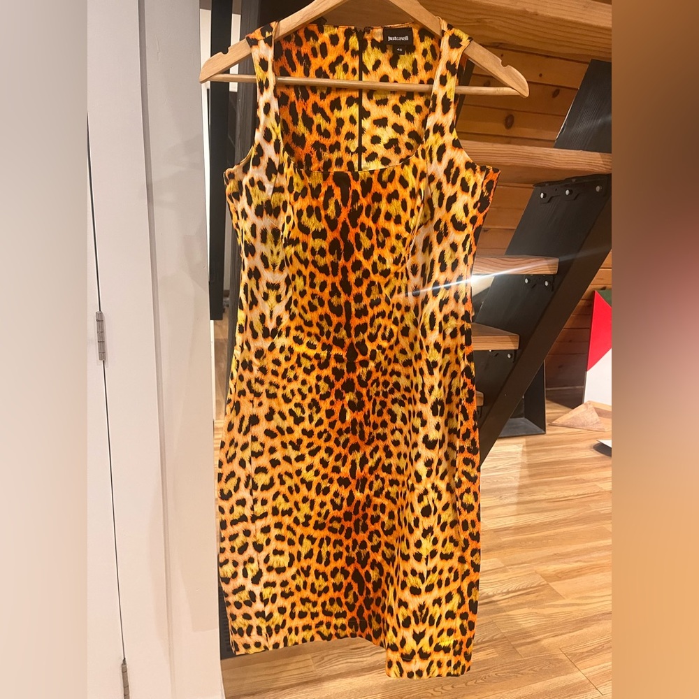 Just Cavalli Neon Leopard Print Dress